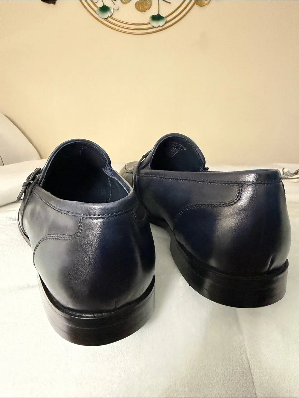 Pierre Cardin Black Leather Slip-On Loafers with Buckle Accent